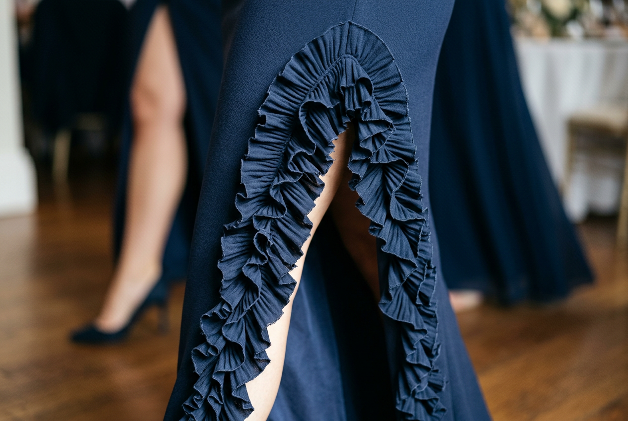 Ruffle Embellished Slit Sheath Silhouette with Slit - Park Lane Styling & Consulting